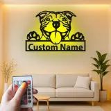 Insegna in metallo LED Bulldog personalizzata regalo per amanti dei cani decorazione per soggiorno 4