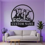 Cartel de metal de cabra personalizado con LED | Decoración mural farmhouse personalizada | Decoración rústica de granero y regalo para amantes de las cabras