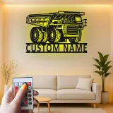 Insegna in metallo LED personalizzata a tema camion ribaltabile per appassionati di costruzione, regalo per garage o ufficio