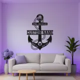 Custom Anchor LED Sign | Personalized Navy Family Gift | Metal Maritime Wall Art for Coastal Home Decor