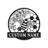 Custom Bee and Flowers Led Light Metal Wall Art Personalized Gift for Nature Lovers Garden or Living Room Decor