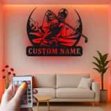 Insegna in metallo personalizzata per golfista con LED | Decorazione murale golf su misura | Arredo per man cave e regalo originale per amanti del golf