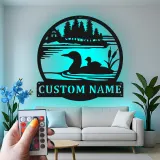 Custom Loon Metal Wall Art | Personalized Lake House LED Sign | Rustic Cabin Decor for Owners