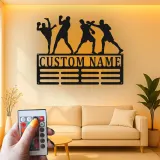 Cartel de metal personalizado de luchadores de artes marciales con luz LED regalo para entusiastas de MMA decoración para gimnasio