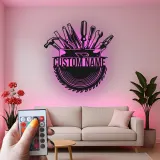 Insegna in metallo personalizzata con luce LED per Cassetta degli Attrezzi - Regalo per artigiani - Decorazione per garage o laboratorio 1