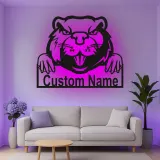 Insegna in metallo LED personalizzata con castoro - Regalo unico per amanti degli animali, decorazione per ufficio o sala giochi