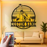 Custom Bowling Player Led Light Metal Wall Art Personalized Gift for Bowlers Game Room Decor