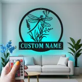Custom Dragonfly Led Light Metal Wall Art Personalized Nature Lover Gift Garden Room Decor