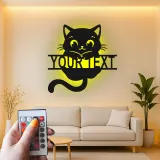 Décoration murale en métal personnalisée en forme de silhouette de chat avec rétroéclairage LED - Cadeau pour les amoureux des chats - Décor de chambre ou de salon 2