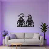Panneau LED Couple motoneige personnalisé | Décoration murale en métal personnalisée | Décor de cabine d'hiver | Cadeau d'aventure pour couples