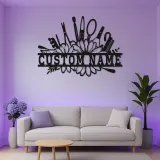 Enseigne de salon personnalisée | Décoration murale LED en métal pour coiffeur | Décor de studio beauté | Cadeau pour coiffeur