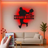 Pickleball Player LED Metal Art | Custom Name Sign | Sport Gift for Athlete | Game Room Decor