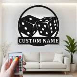 Cartel de metal personalizado con luz LED de dados para decoración de sala de juegos, regalo para jugadores, decoración de casino