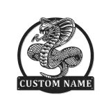 Décoration murale en métal personnalisée Cobra Snake avec rétroéclairage LED - Cadeau pour les amoureux des reptiles