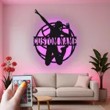 Custom Volleyball Player Led Light Metal Wall Art Personalized Sports Gift for Athletes Game Room Decor 1