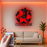Cartel LED de Jugador de Fútbol Personalizado | Decoración Mural de Metal Personalizada | Decoración de Habitación de Adolescentes y Regalo Deportivo para Atletas