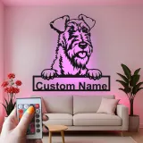 Décoration murale en métal LED personnalisée en forme de terrier Airedale - Cadeau pour les amoureux des chiens - Décor pour le salon