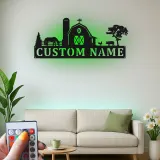 Personalized Farmhouse Sign with LED | Custom Metal Barn Art for Family Name | Rustic Country Home Decor & Farmer Gift