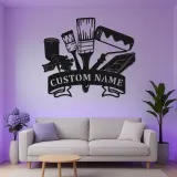 Personalized Painter Tools Sign | LED Metal Wall Art for Paint Shop | Custom Name Decor for Painting Contractor Gift