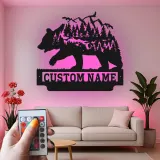 Décoration murale en métal personnalisée avec éclairage LED Forêt d'Ours Cadeau pour Amateurs de Nature Décor de Cabane 1