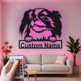 Custom Japanese Chin Led Light Metal Wall Art Personalized Dog Lover Gift Living Room Pet Decor