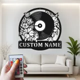 Insegna in metallo LED a forma di disco in vinile personalizzata, regalo per amanti della musica, decorazione per studio 2