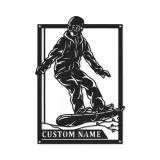Cartel LED de snowboarder personalizado | Decoración mural de metal personalizada | Decoración de deportes de invierno para habitación de adolescentes o cabaña | Regalo de snowboard