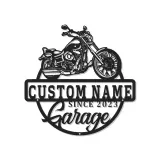 Décoration murale en métal LED personnalisée pour garage de moto - Cadeau personnalisé pour motards, décoration de man cave ou de garage