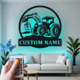 Custom Tractor Led Light Metal Wall Art Personalized Farmer Gift Rustic Farmhouse Decor for Home