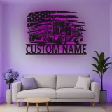 Cartel de metal LED personalizado para camiones, regalo para camioneros, decoración de pared de garaje para entusiastas de camiones