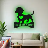 Décoration murale en métal LED personnalisée pour les amoureux des chiens - cadeau pour les propriétaires de teckels pour le salon