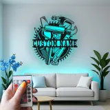Custom Tool Set Led Light Metal Wall Art Personalized Gift for Handyman Garage Workshop Decor 1