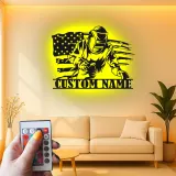 Insegna in metallo LED personalizzata con bandiera americana per saldatori, regalo personale per saldatori, decorazione per garage o laboratorio