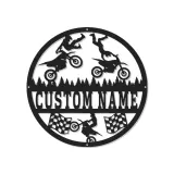 Panneau LED Motocross Personnalisé | Art mural en métal Moto Tout Terrain | Décor de course sur mesure pour cave à vin | Cadeau de pilote de cascade