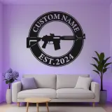 Custom Rifle LED Metal Sign | Personalized Gun Owner Wall Art | Man Cave & Gun Room Decor | Hunter Gift