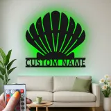 Insegna in metallo LED a forma di conchiglia personalizzata | Arte murale costiera personalizzata | Decorazione per casa al mare e bagno