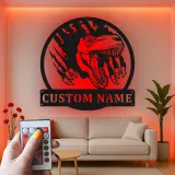 Décoration murale en métal personnalisée avec lumière LED en forme de dinosaure pour la chambre ou la salle de jeux des enfants 1