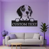 Arte murale LED in metallo personalizzata con beagle | Insegna con silhouette di cucciolo personalizzata | Decorazione luminosa premium regalo per amanti dei cani