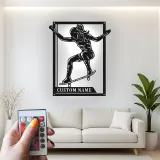 Décoration murale en métal personnalisée avec skateboard LED - Cadeau pour passionnés de skateboard et décoration de chambre d'adolescent