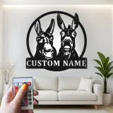 Cartel de metal LED personalizado de dúo de burros, regalo de granja, decoración para el granero o el salón
