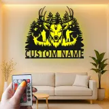 Cartel de metal LED de cazador de ciervos, regalo personalizado para cazadores, decoración rústica de cabaña
