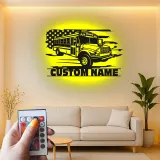 Custom School Bus LED Sign | Metal Wall Art | Personalized Driver Gift | Patriotic Classroom Decor