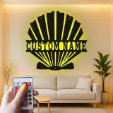 Décoration murale en métal en forme de coquillage | Panneau LED personnalisé pour décor côtier | Cadeau nautique inspiré de l'Art Déco pour maison de plage ou entreprise