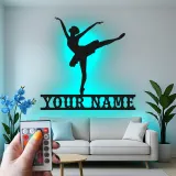 Insegna in metallo LED ballerina personalizzata, regalo per ballerini, decorazione per studio di danza o camera da letto