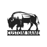 Insegna in metallo LED personalizzata con bisonte - Regalo selvatico per la casa - Decorazione rustica per soggiorno