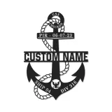 Custom Anchor LED Sign | Personalized Navy Family Gift | Metal Maritime Wall Art for Coastal Home Decor