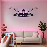 Décoration murale en métal LED personnalisée pour nageurs - Cadeau pour nageurs