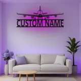 Insegna in metallo LED personalizzata per aereo - Regalo di aviazione per pilota - Decorazione per hangar