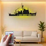 Art mural en métal LED USS Direct MSO 430 | Panneau silhouette de navire de la marine | Cadeau pour vétéran militaire | Décor nautique