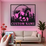 Custom Horse Name Sign | LED Metal Wall Art for Ranch | Personalized Equestrian Decor | Horse Lover Farmhouse Gift